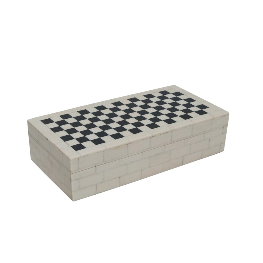 CHEQUERBOARD RESIN KEEPSAKE BOX SML - Destination Interiors