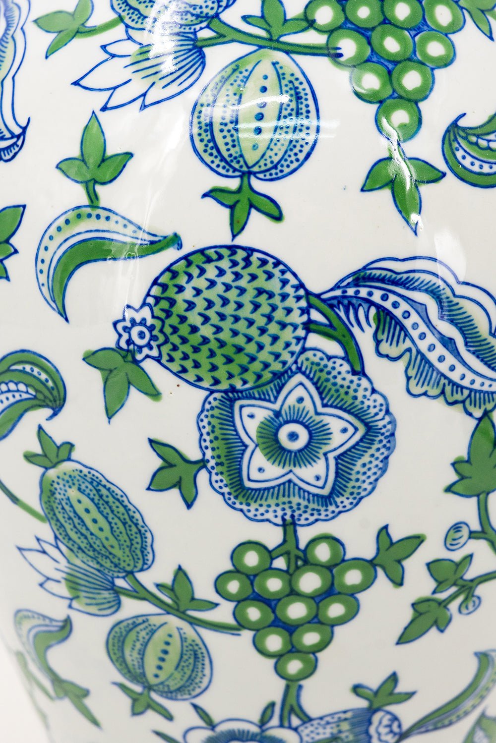 CHERRY BLOSSOM FLUTED VASE BLUE, WHITE & GREEN - Destination Interiors