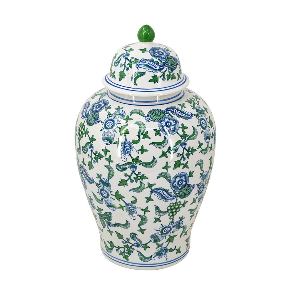 CHERRY BLOSSOM GINGER JAR BLUE, WHITE & GREEN - Destination Interiors