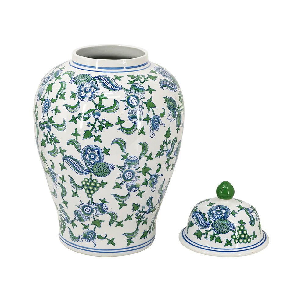CHERRY BLOSSOM GINGER JAR BLUE, WHITE & GREEN - Destination Interiors