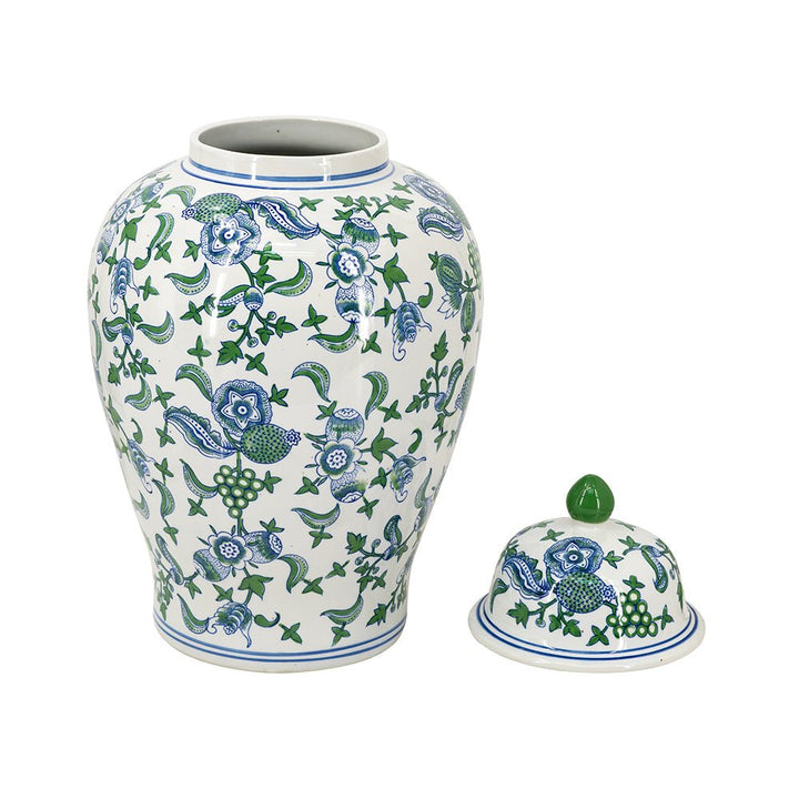 CHERRY BLOSSOM GINGER JAR BLUE, WHITE & GREEN - Destination Interiors