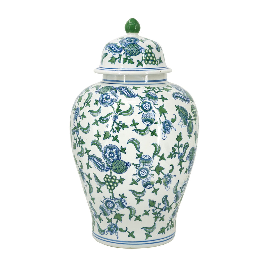 CHERRY BLOSSOM GINGER JAR BLUE, WHITE & GREEN - Destination Interiors