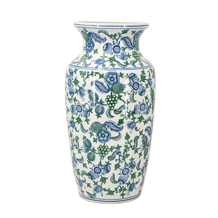 CHERRY BLOSSOM VASE LARGE BLUE, WHITE & GREEN - Destination Interiors
