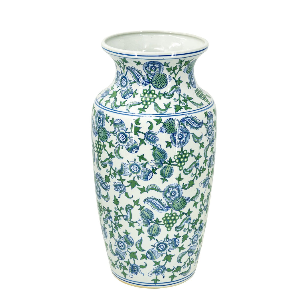 CHERRY BLOSSOM VASE LARGE BLUE, WHITE & GREEN - Destination Interiors