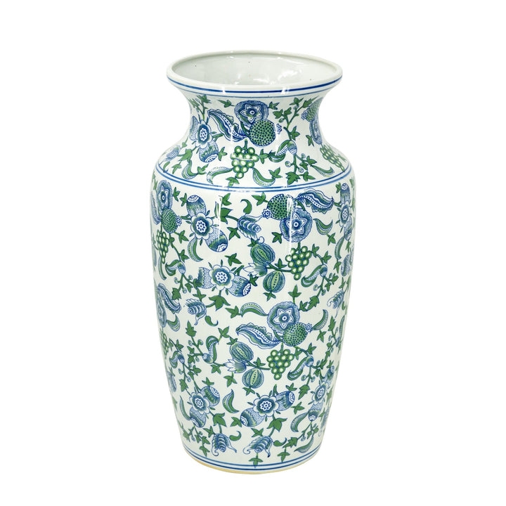 CHERRY BLOSSOM VASE LARGE BLUE, WHITE & GREEN - Destination Interiors