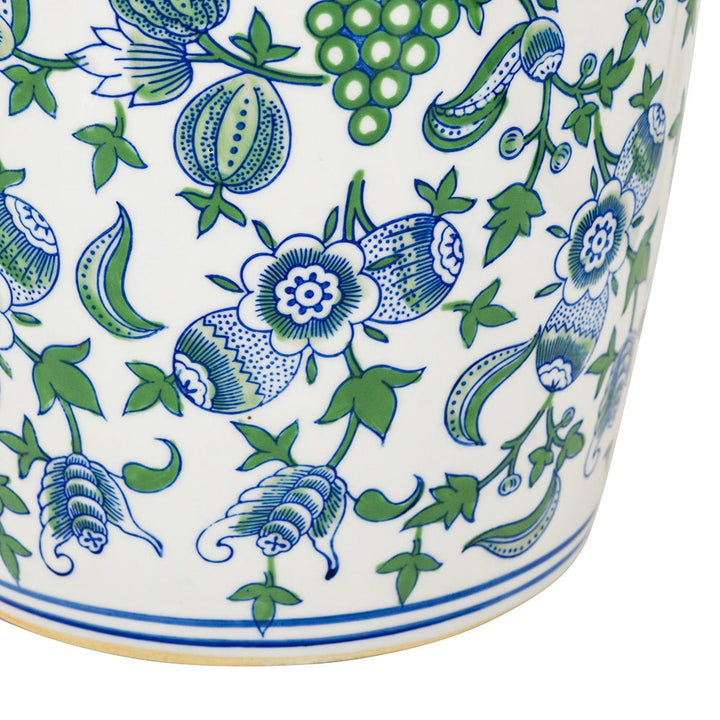 CHERRY BLOSSOM VASE LARGE BLUE, WHITE & GREEN - Destination Interiors