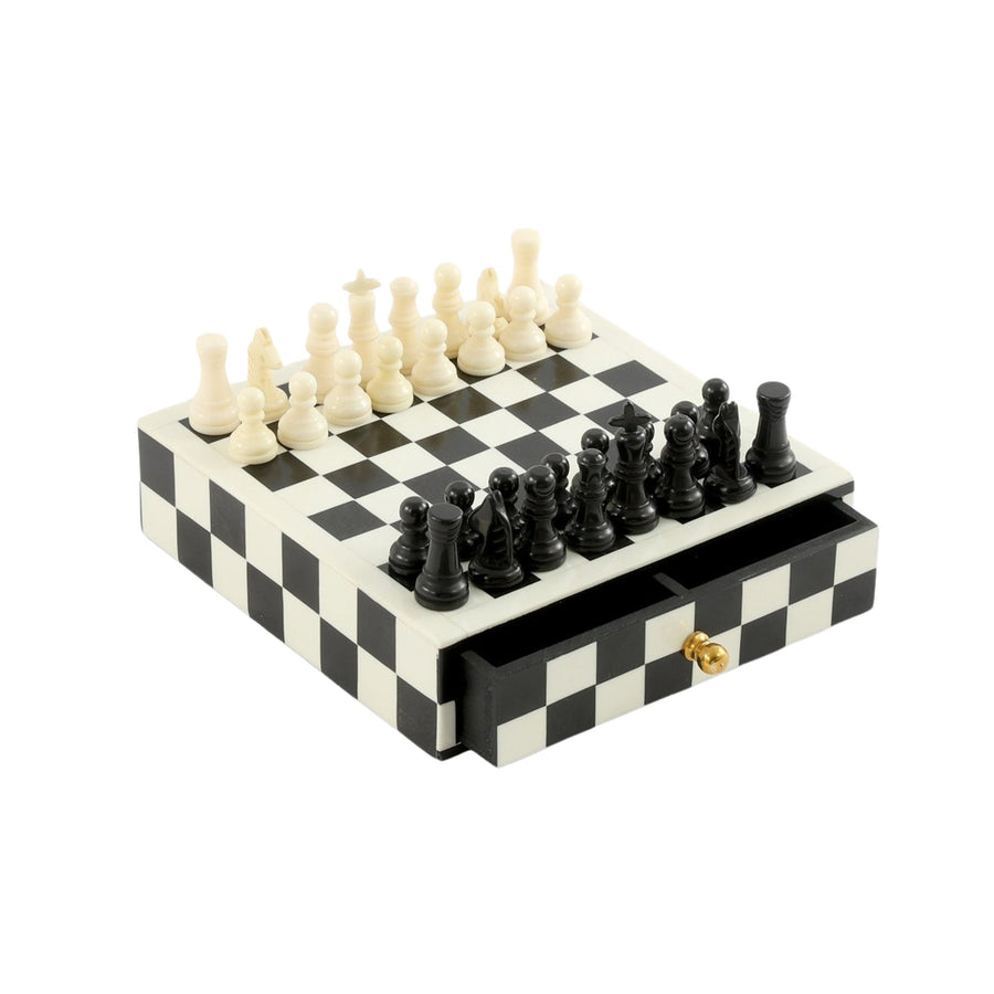CHESS DRAWER BOX SET BLACK & WHITE - Destination Interiors