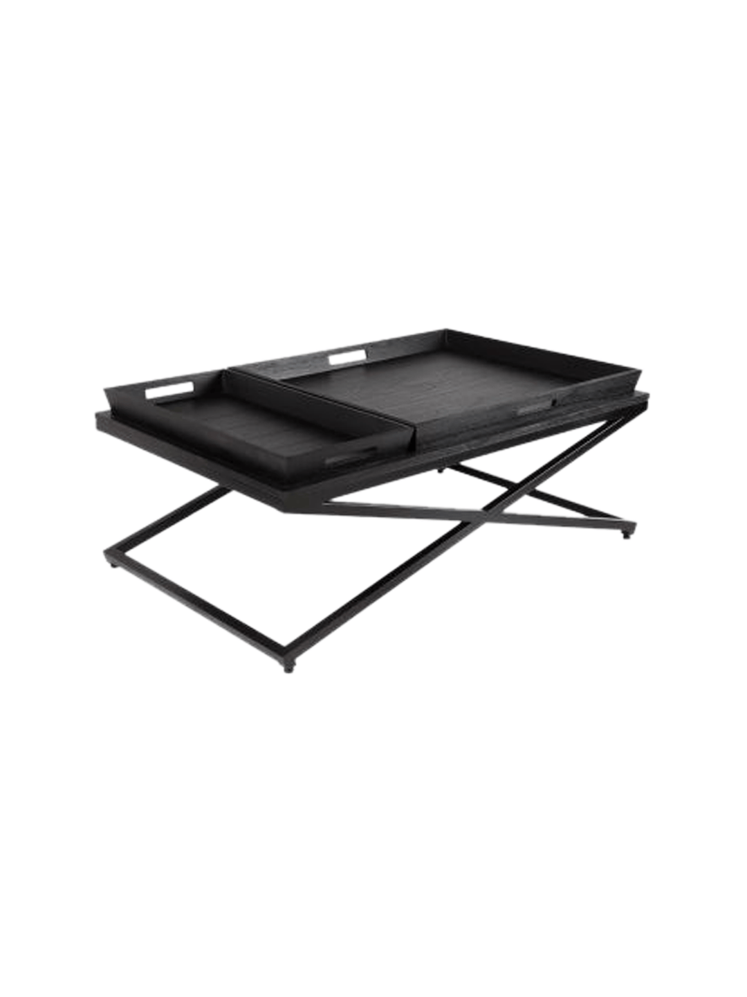 Chicago Coffee Table Black with Crossed Metal Frame - Destination Interiors