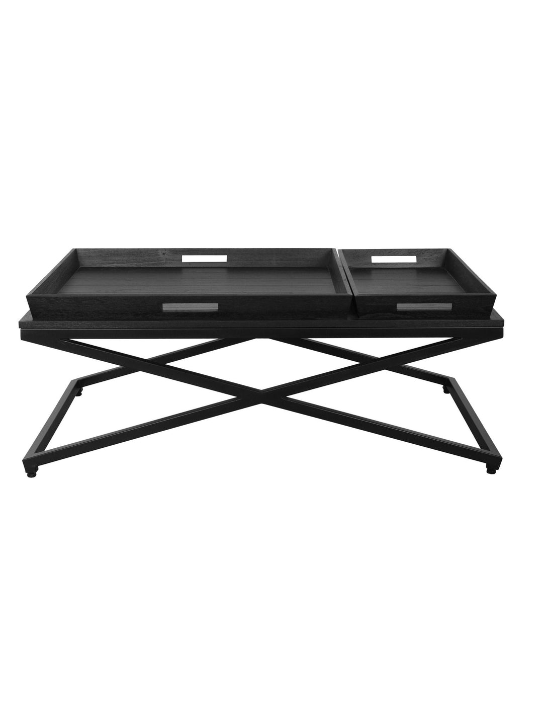 Chicago Coffee Table Black with Crossed Metal Frame - Destination Interiors