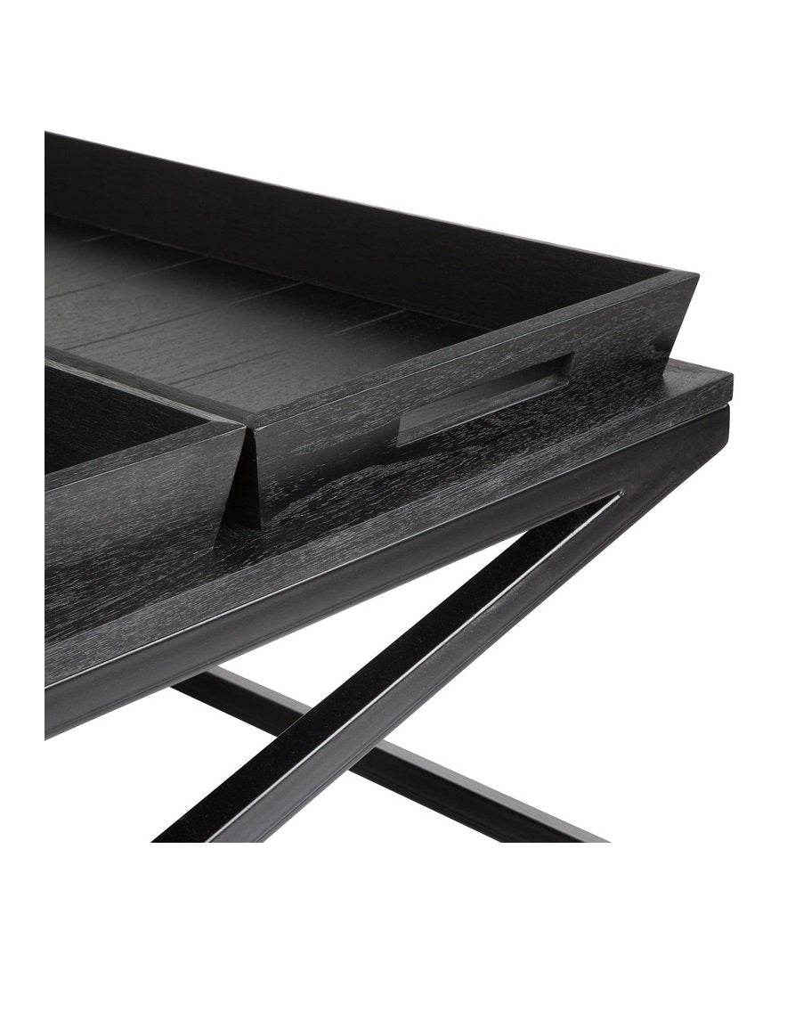 Chicago Coffee Table Black with Crossed Metal Frame - Destination Interiors