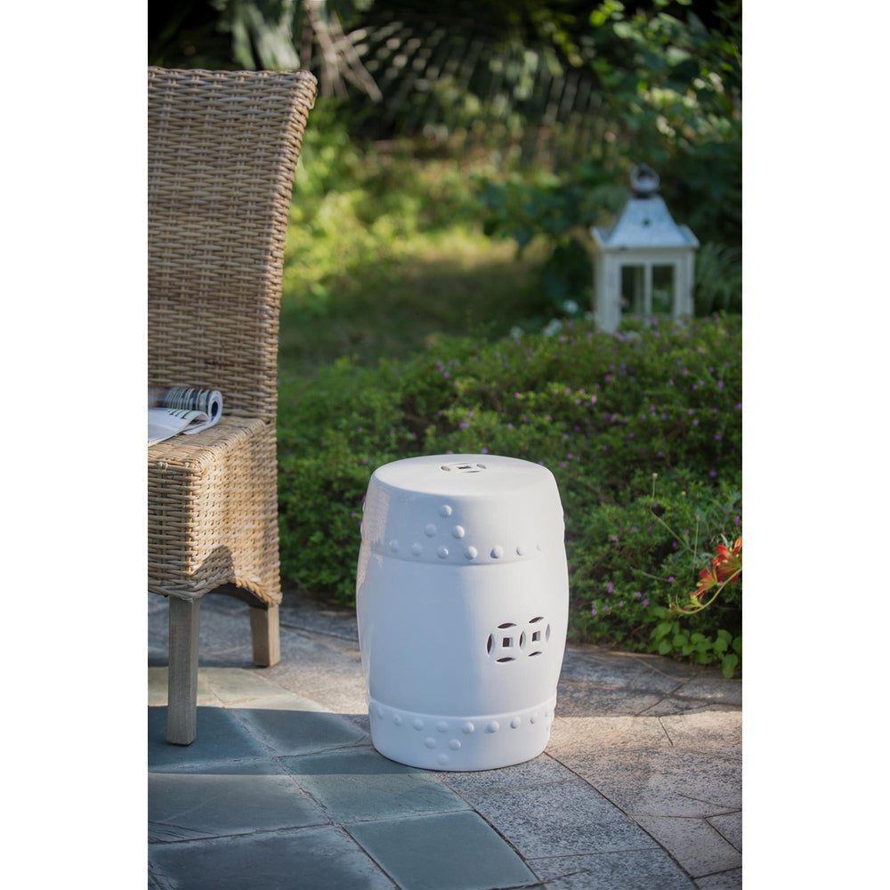 CHINESE GARDEN STOOL GLAZED WHITE - PRE ORDER FOR LATE JULY DELIVERY - Destination Interiors