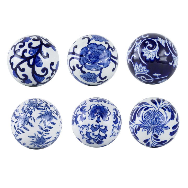 CHINOISERIE PORCELAIN ORBS SET/6 - PRE ORDER FOR LATE JULY DELIVERY - Destination Interiors