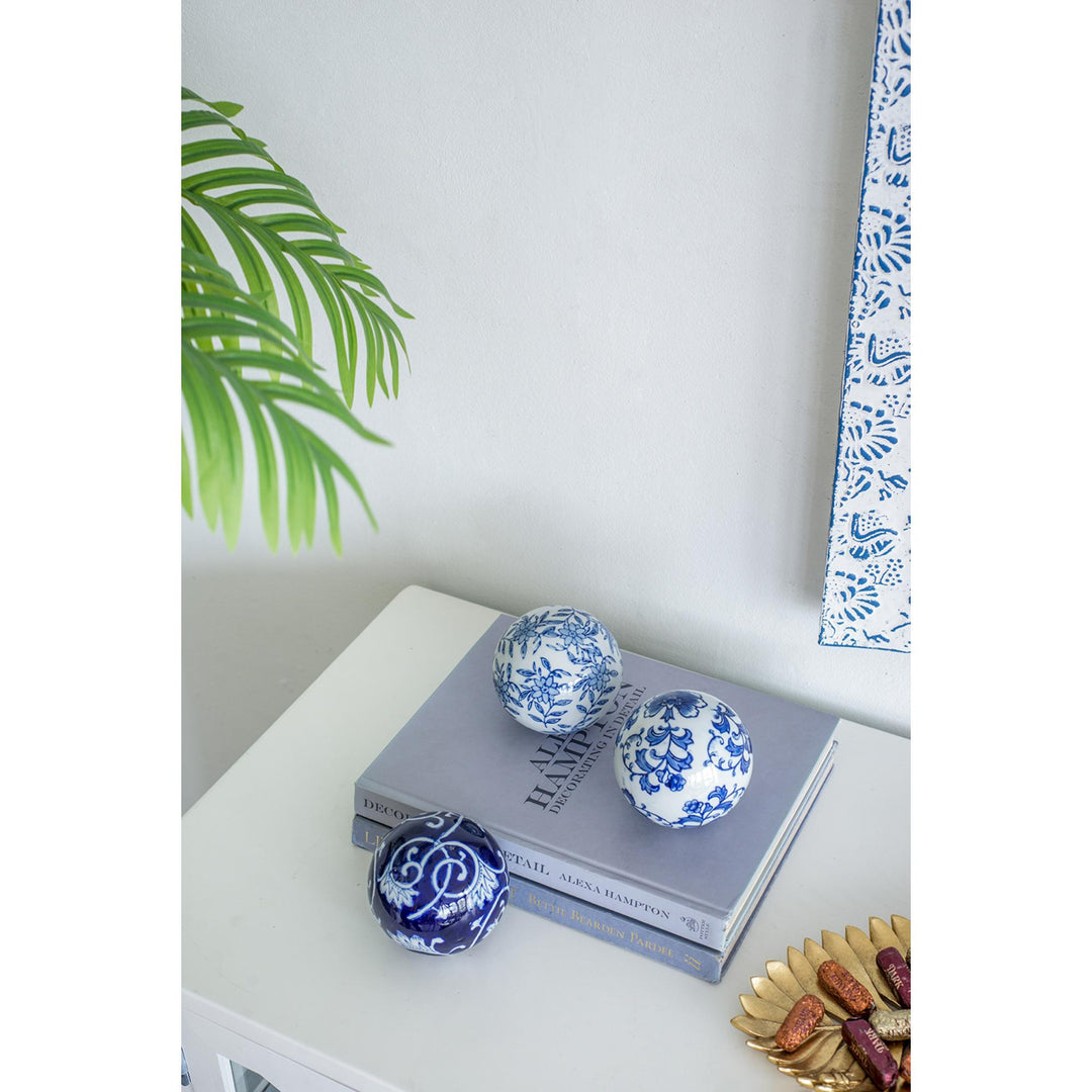 CHINOISERIE PORCELAIN ORBS SET/6 - PRE ORDER FOR LATE JULY DELIVERY - Destination Interiors