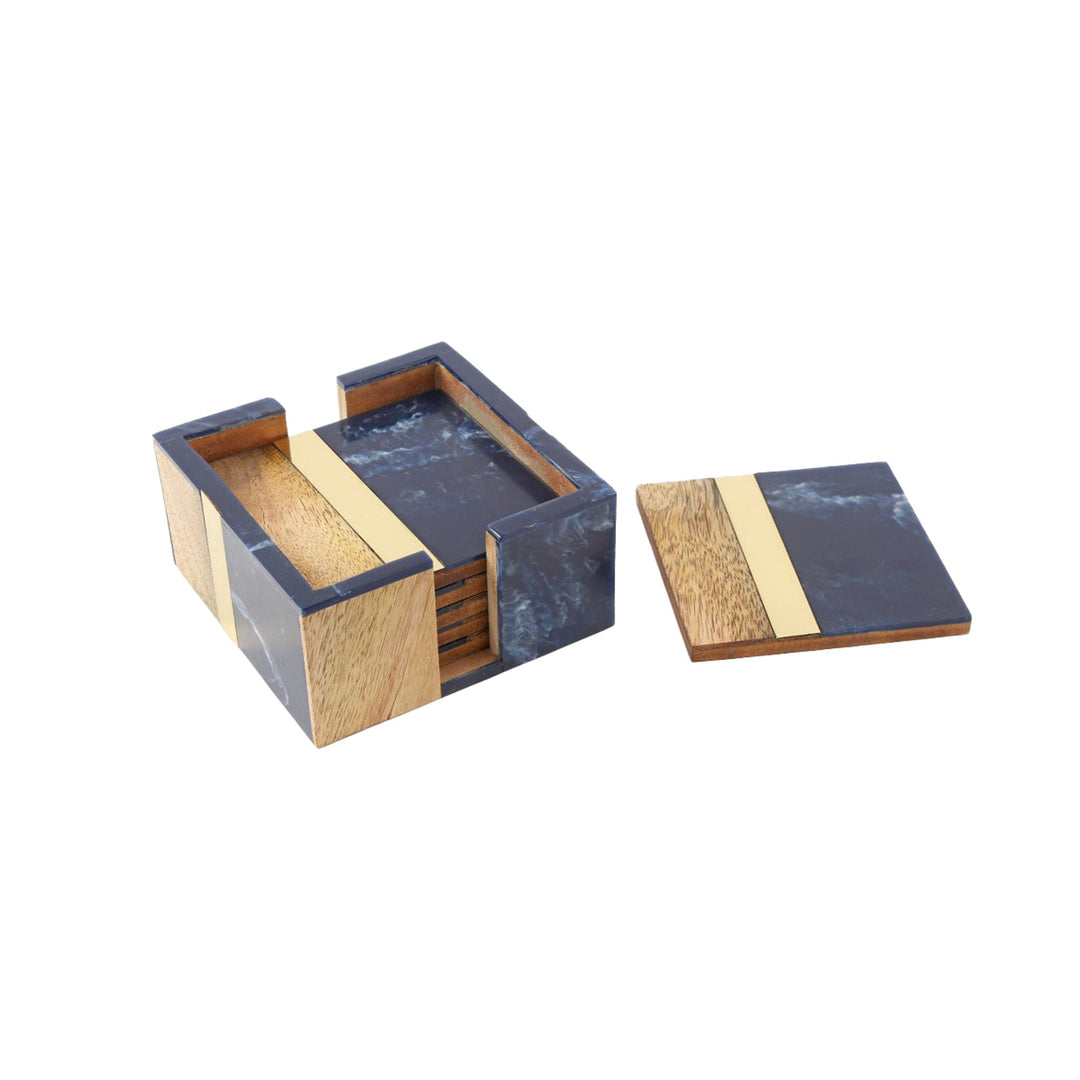CLOUD & BRASS COASTER SET/6 - Destination Interiors
