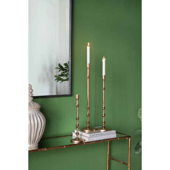 EMPIRE TAPER CANDLE HOLDER BRASS LGE - PRE ORDER FOR LATE JULY DELIVERY - Destination Interiors