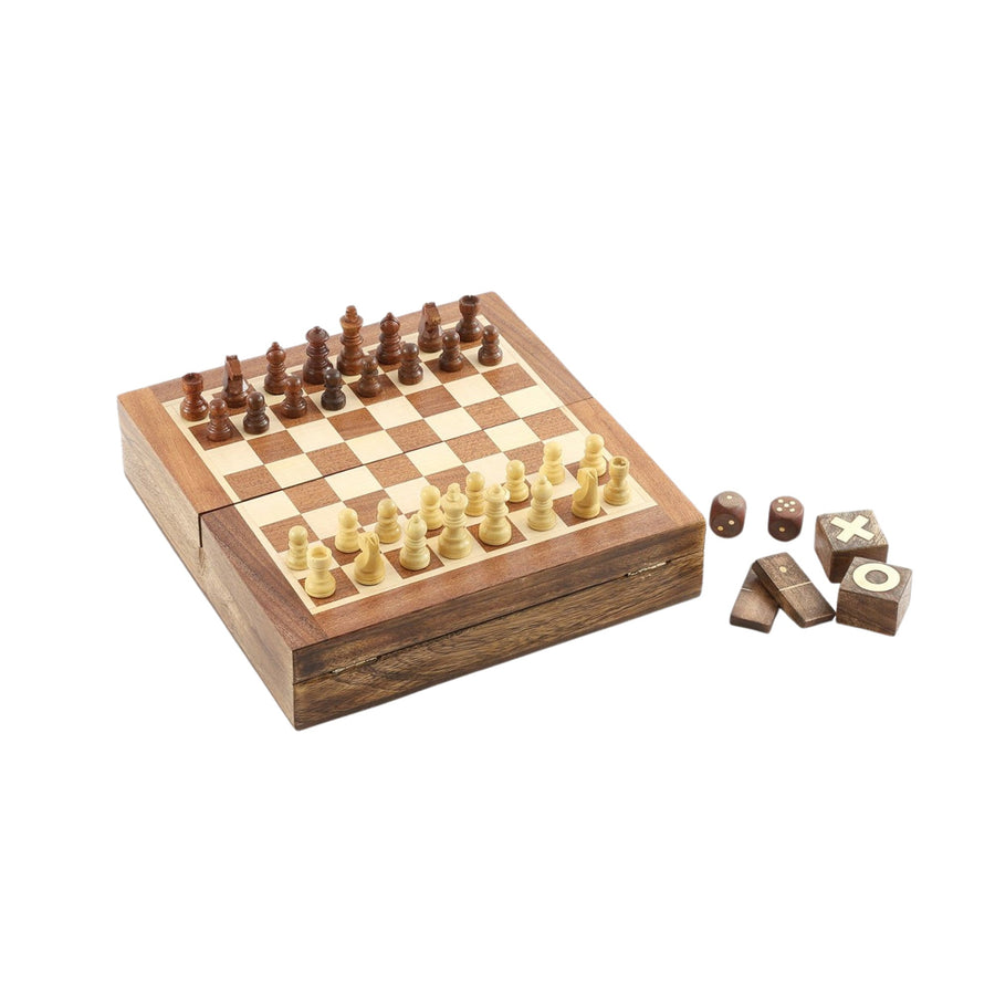 FIVE GAME BOXED SET (CHESS, CARDS, XO, DOMINOES & DICE) - Destination Interiors