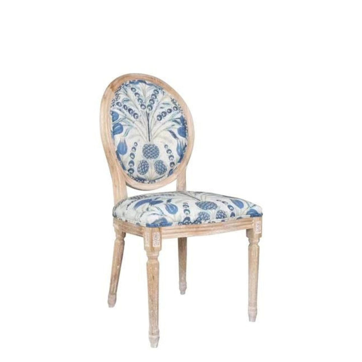 Floral Design Blue & Natural Balloon Back Chair - Destination Interiors