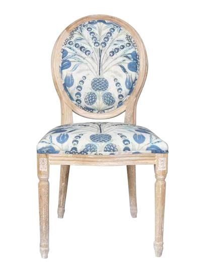 Floral Design Blue & Natural Balloon Back Chair - Destination Interiors