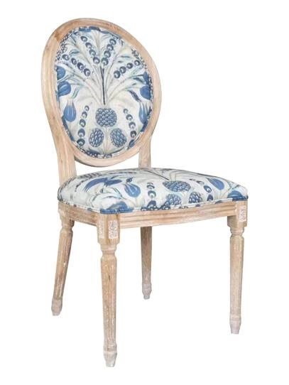 Floral Design Blue & Natural Balloon Back Chair - Destination Interiors