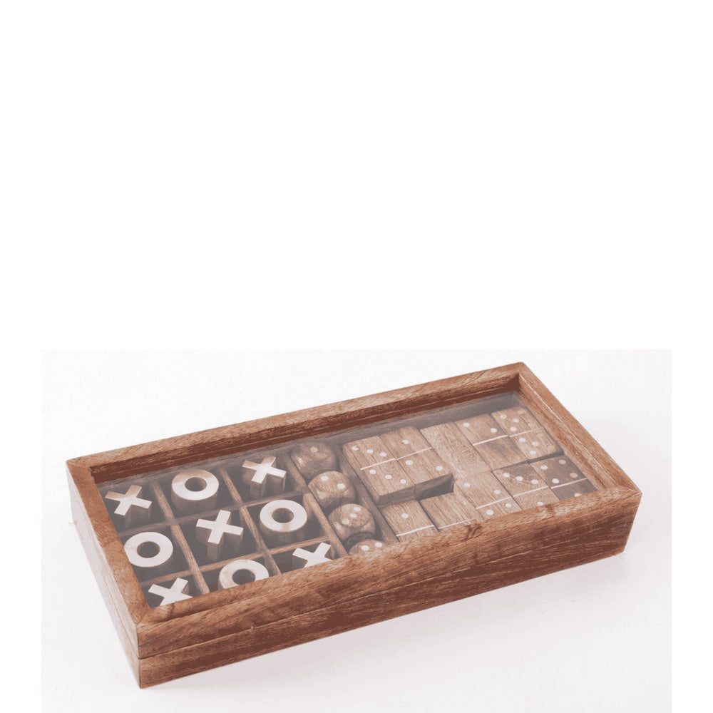 Games Set in Wooden Box - Destination Interiors