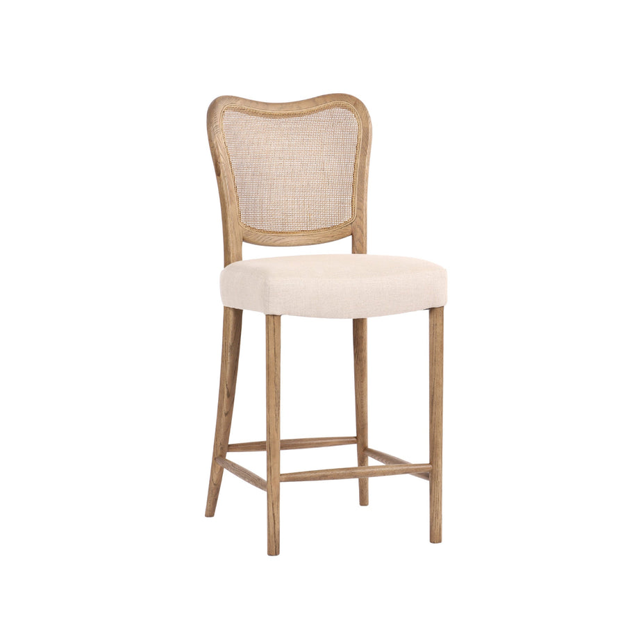 Giverny Bar Stool Fabric Cream with Oak Frame - Destination Interiors