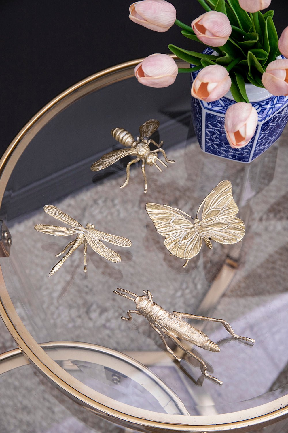 GOLD INSECT DECORATIONS SET/4 - Destination Interiors