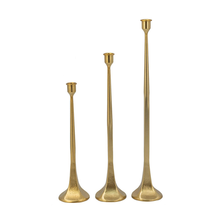 Gold Taper Candle Holder Set of 3 - Destination Interiors