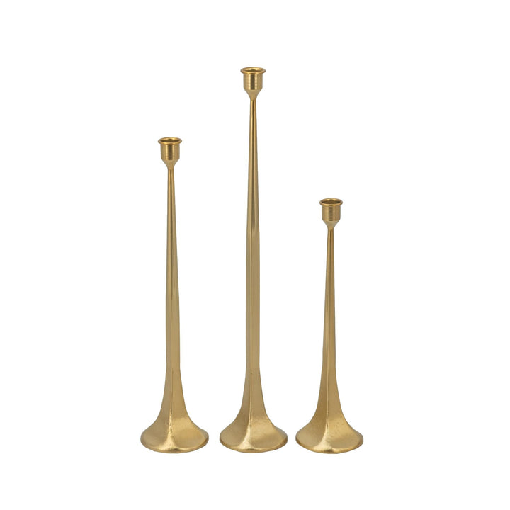 Gold Taper Candle Holder Set of 3 - Destination Interiors