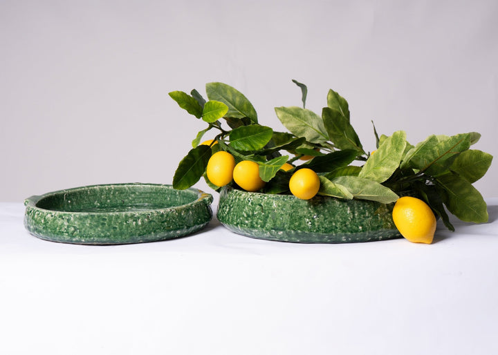 Green Glaze Stoneware Dish Large - Destination Interiors