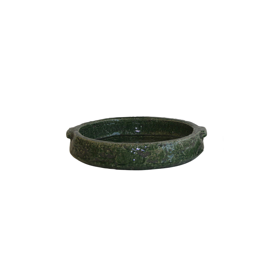 Green Glaze Stoneware Dish Large - Destination Interiors
