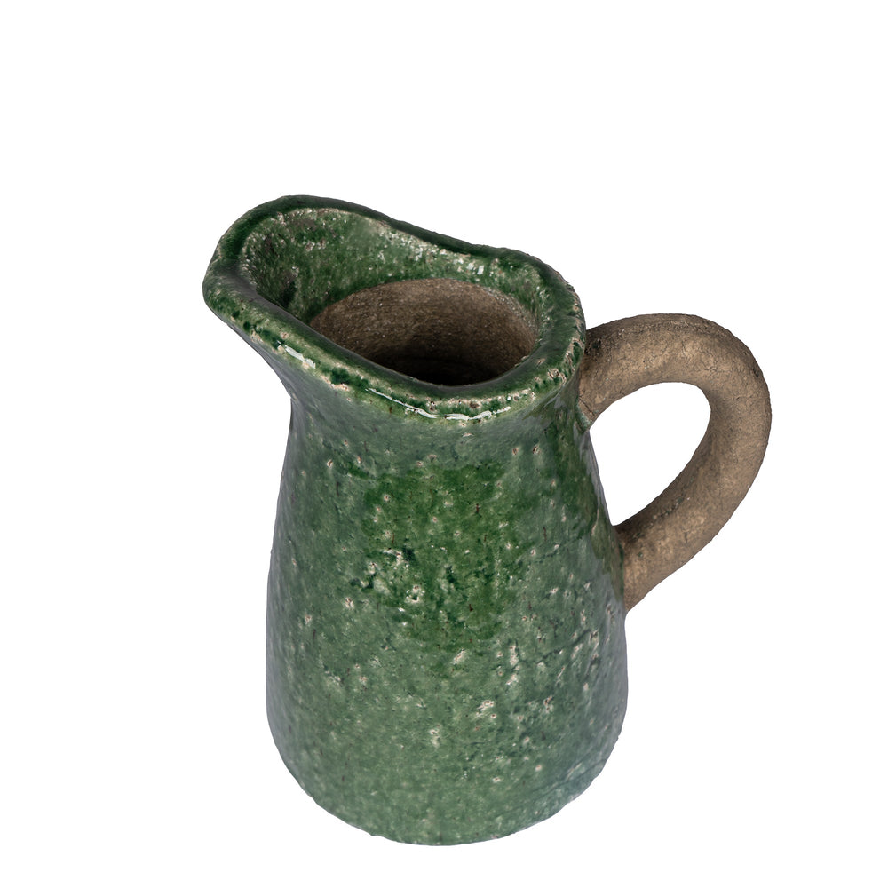 Green Glaze Stoneware Jug Medium - Destination Interiors