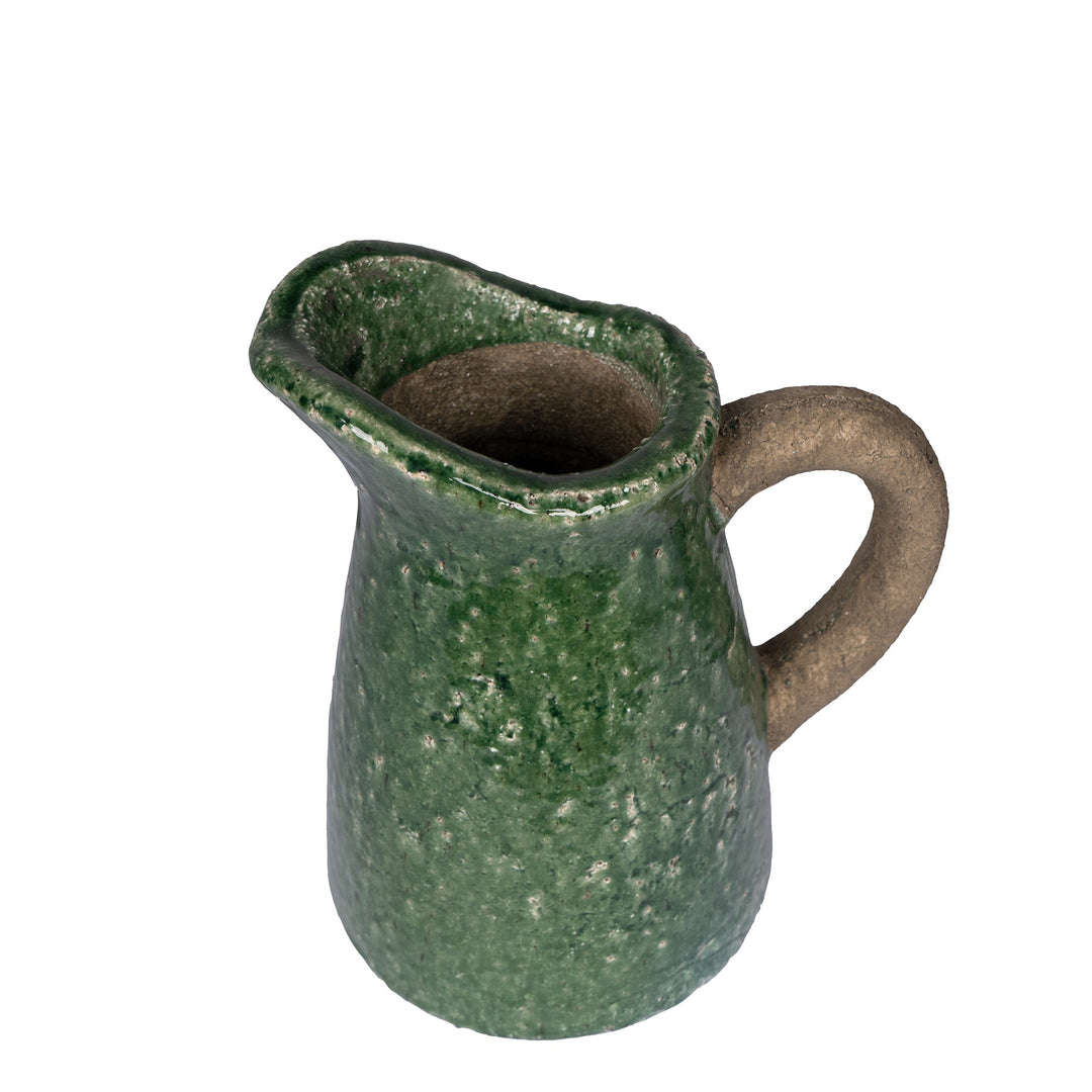 Green Glaze Stoneware Jug Medium - Destination Interiors