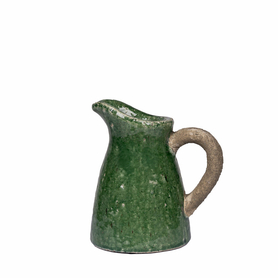 Green Glaze Stoneware Jug Small - Destination Interiors