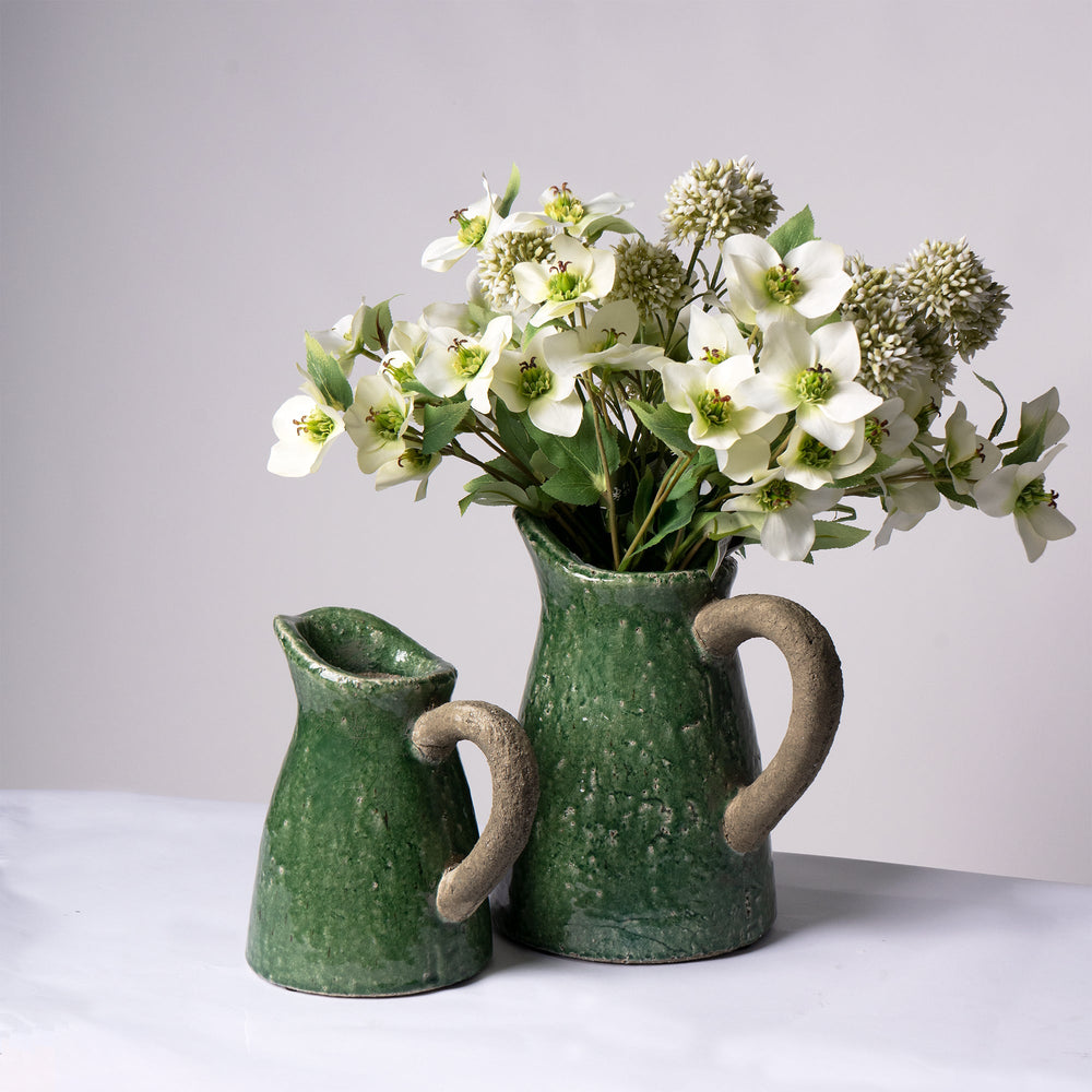 Green Glaze Stoneware Jug Small - Destination Interiors