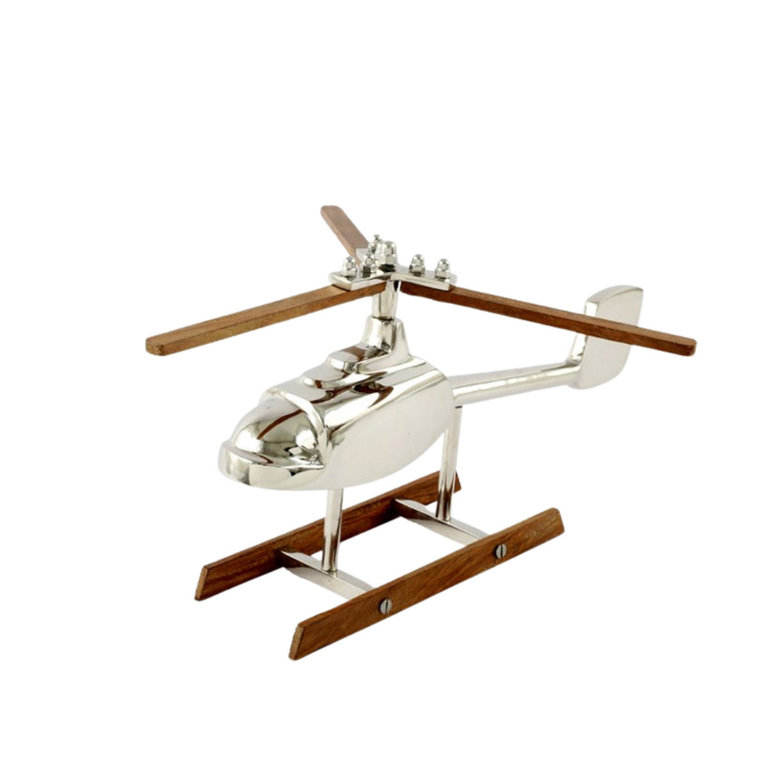 HELICOPTER ORNAMENT POLISHED NICKEL & WOOD - Destination Interiors