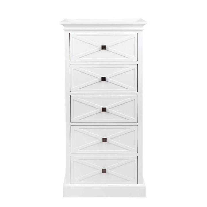 Island Life 5 Drawer Tall Boy White - Destination Interiors