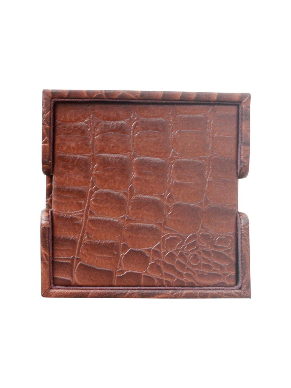 Leather Croc Design Coaster In Case - Destination Interiors