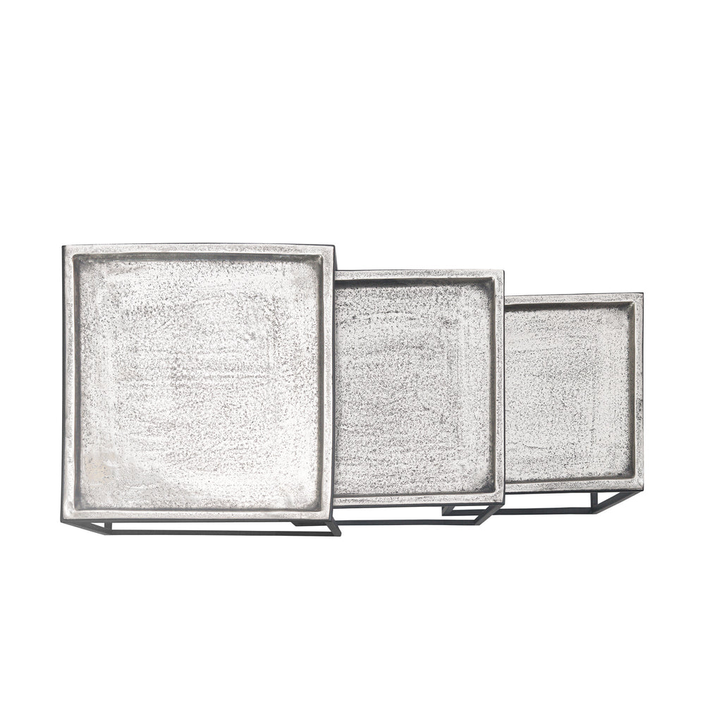 LISBON ALUMINIUM AND IRON SIDE TABLE SET/3 - Destination Interiors