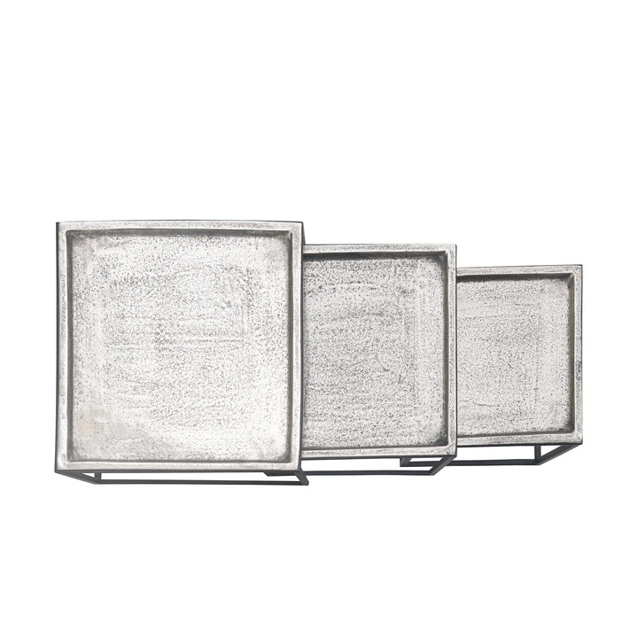 LISBON ALUMINIUM AND IRON SIDE TABLE SET/3 - Destination Interiors
