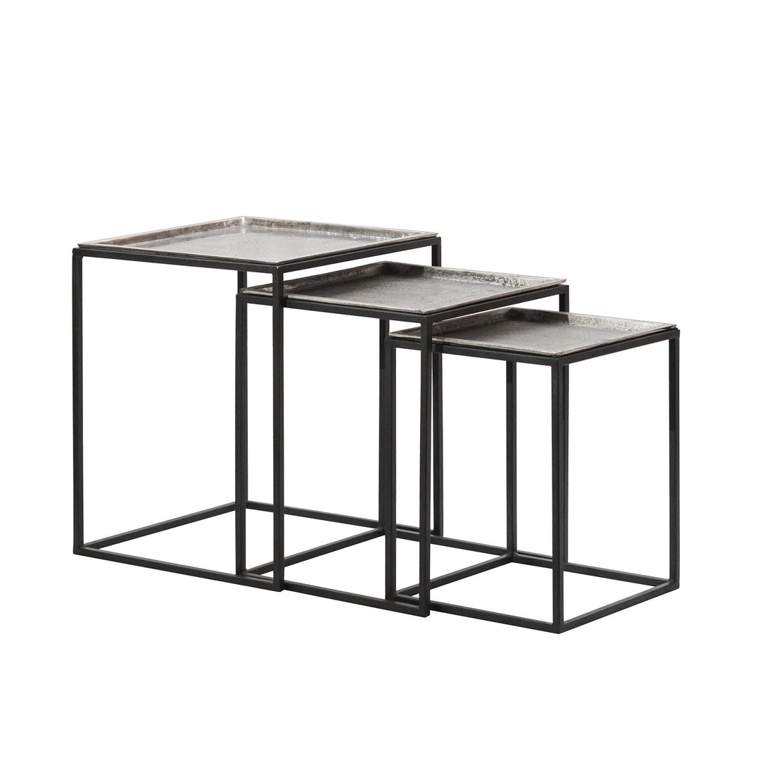 LISBON ALUMINIUM AND IRON SIDE TABLE SET/3 - Destination Interiors