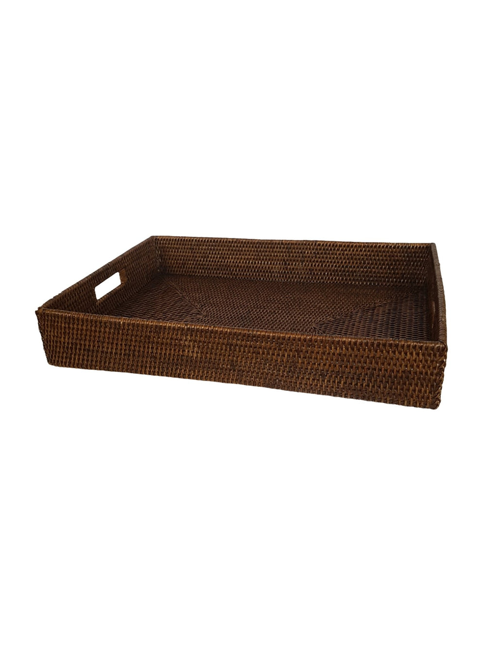 Low Domestic Rattan Basket with Handgrips - Destination Interiors