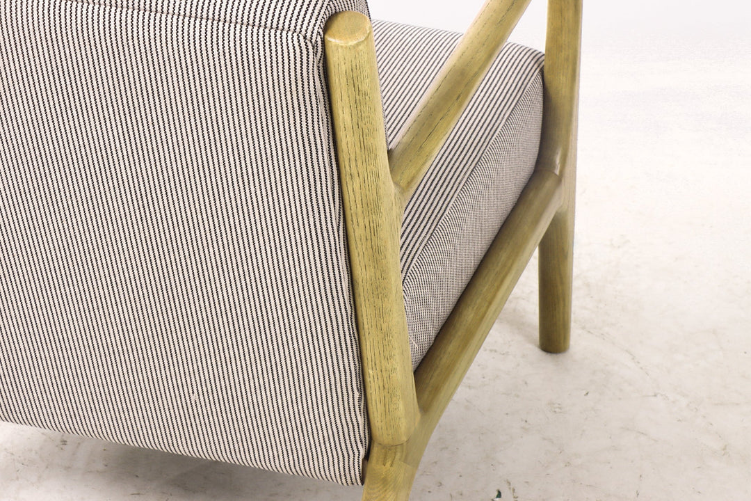 Luca Occasional Chair - Black / Nat. Stripe with History Oak Frame - Destination Interiors