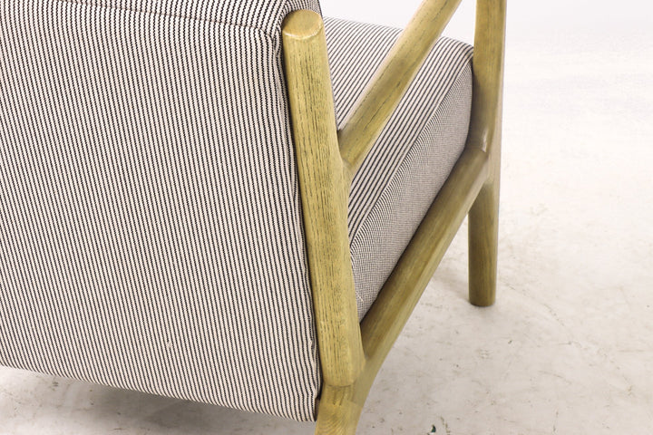 Luca Occasional Chair - Black / Nat. Stripe with History Oak Frame - Destination Interiors