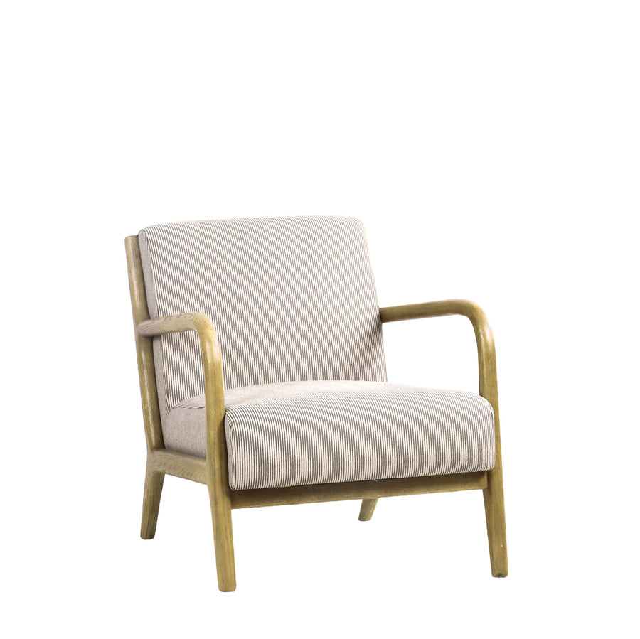 Luca Occasional Chair - Black / Nat. Stripe with History Oak Frame - Destination Interiors