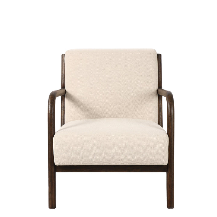 LUCA OCCASIONAL CHAIR HERRINGBONE CREAM WITH DARK OAK FRAME - Destination Interiors