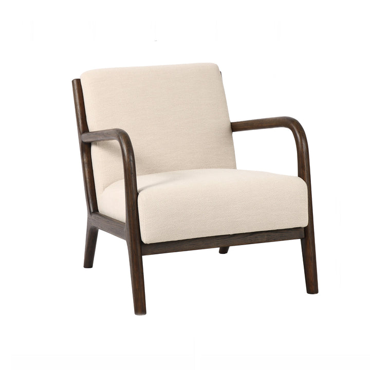LUCA OCCASIONAL CHAIR HERRINGBONE CREAM WITH DARK OAK FRAME - Destination Interiors