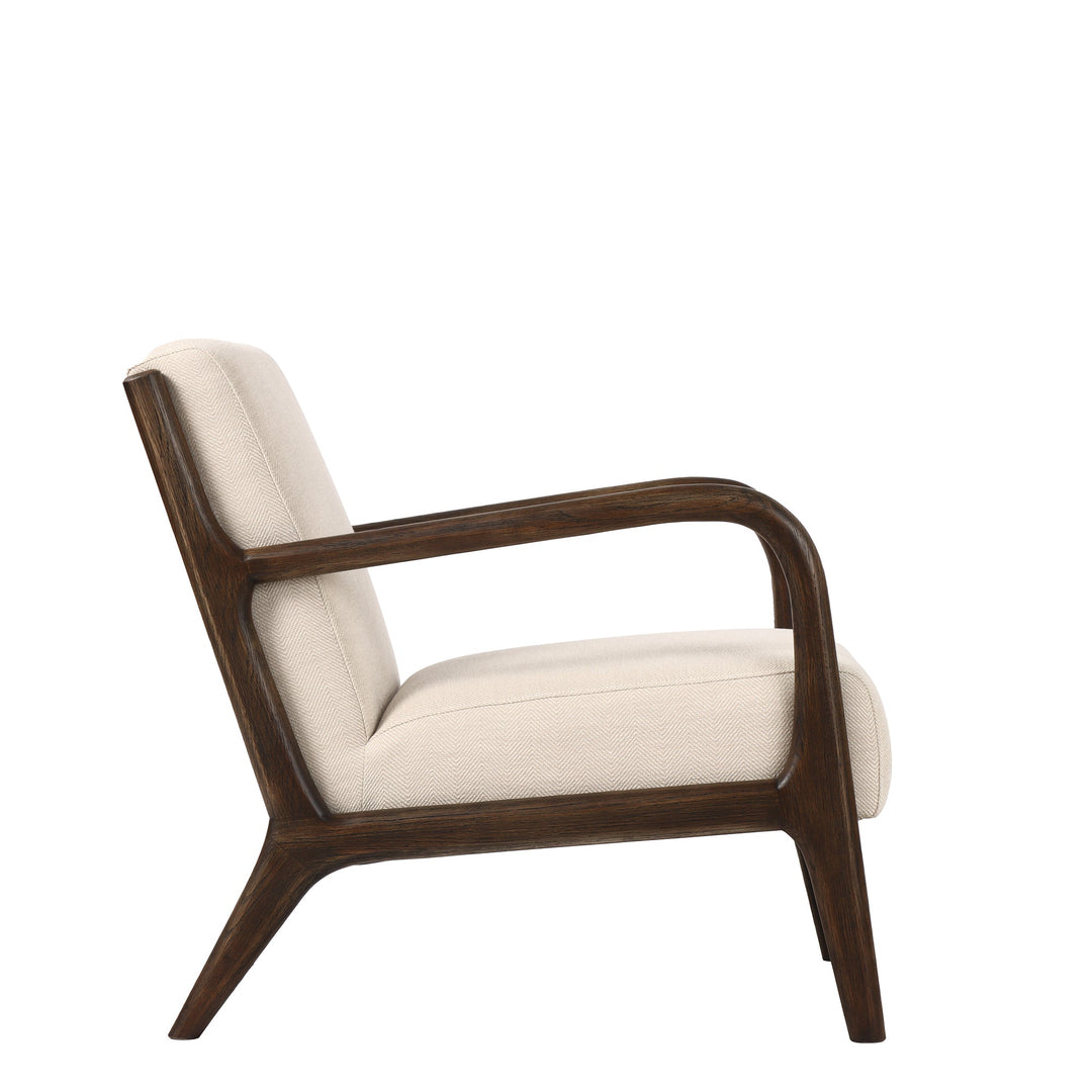 LUCA OCCASIONAL CHAIR HERRINGBONE CREAM WITH DARK OAK FRAME - Destination Interiors