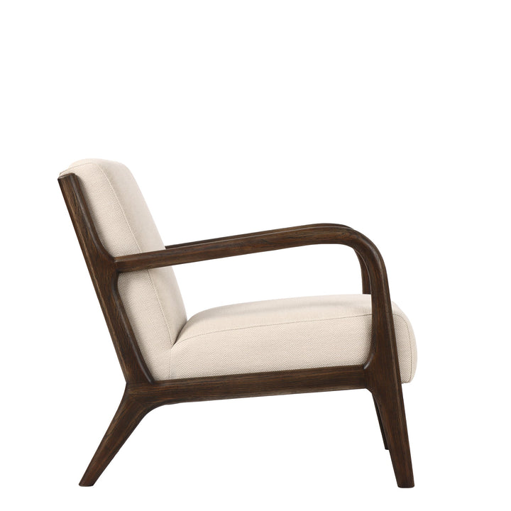 LUCA OCCASIONAL CHAIR HERRINGBONE CREAM WITH DARK OAK FRAME - Destination Interiors