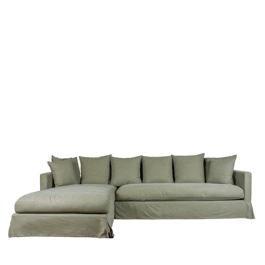 LUXE LEFT ARM 2.5 SEATER CHAISE LOUNGE SLIP COVER FOREST GREEN - Destination Interiors