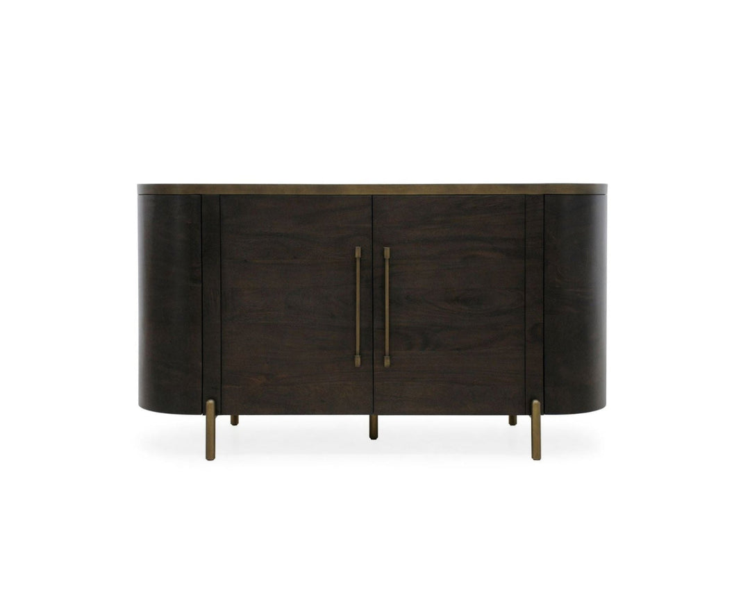 Malibu Curved Sideboard 4 Door with Mirror Top - Destination Interiors
